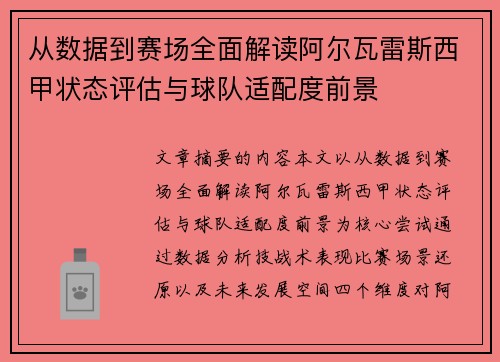从数据到赛场全面解读阿尔瓦雷斯西甲状态评估与球队适配度前景